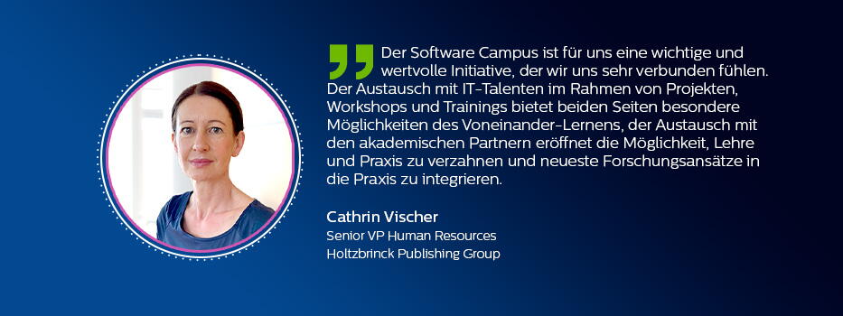 Quote and photo from our colleague Cathrin Fischer on 10 years of Software Campus